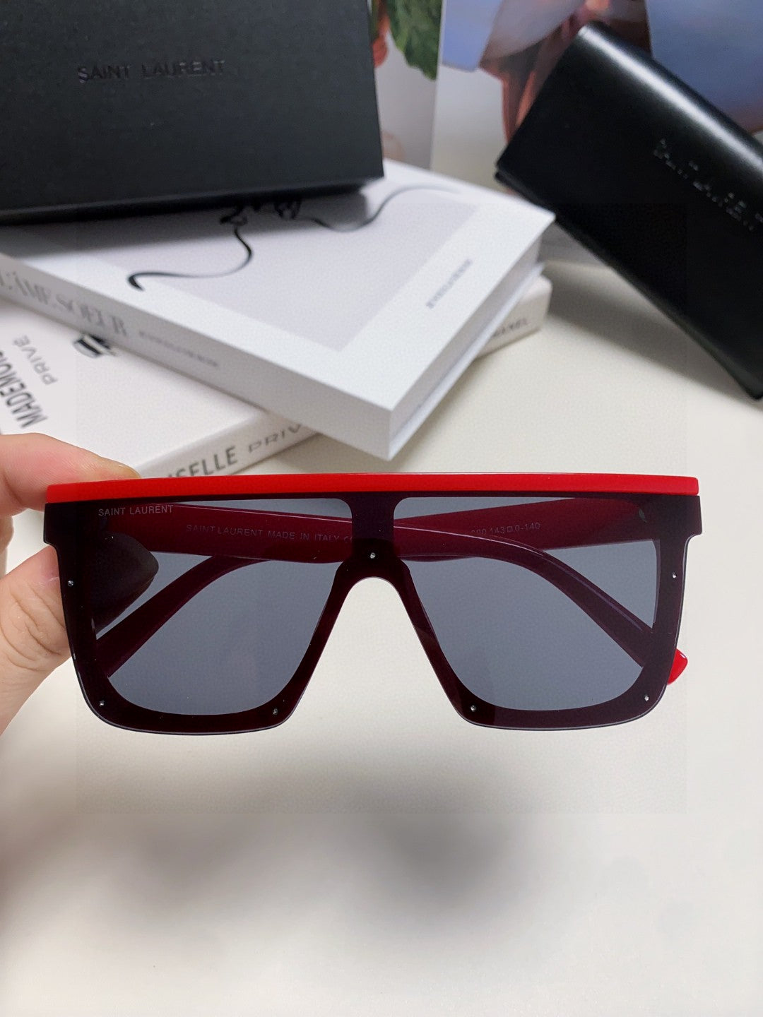 Saint Laurent Acetate Oversized Blue Lens Sunglasses for Men & Women - detail image 2