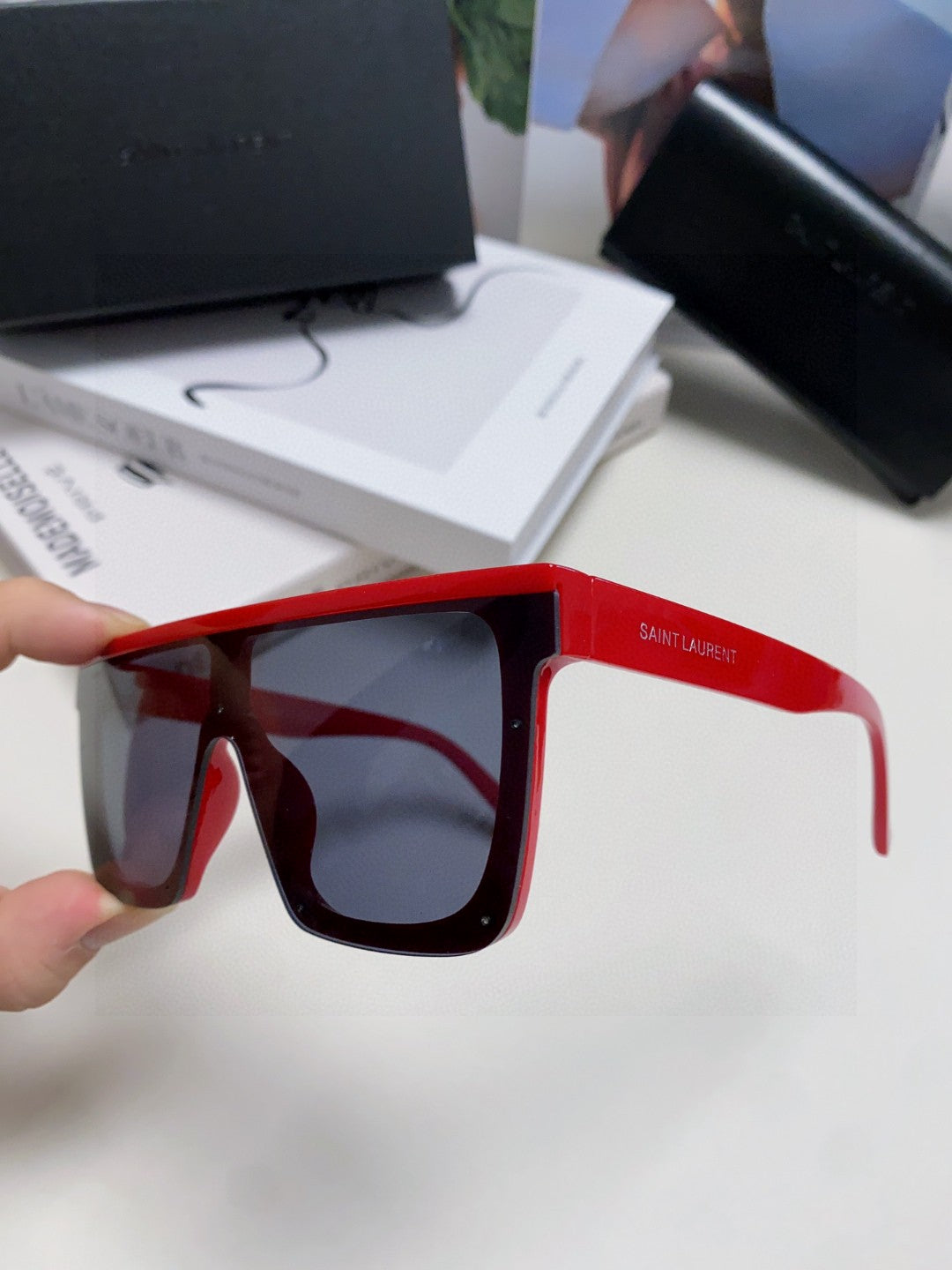 Saint Laurent Acetate Oversized Blue Lens Sunglasses for Men & Women - detail image 4
