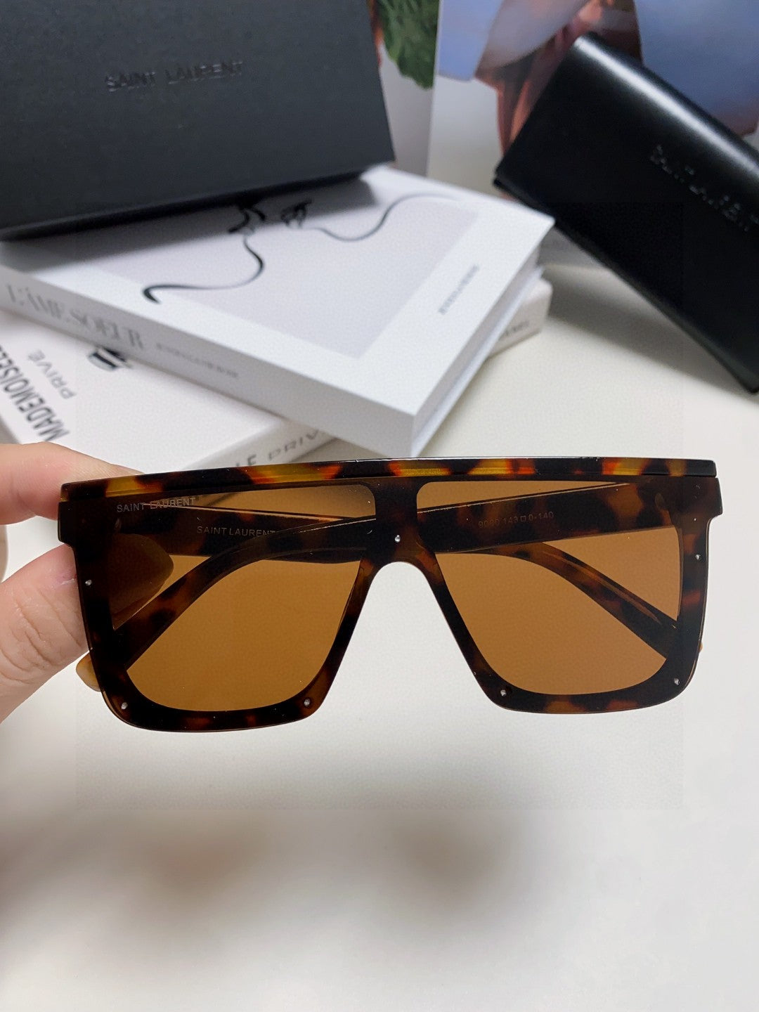 Saint Laurent Acetate Oversized Brown Lens Sunglasses for Men & Women - 415562 - detail image 2