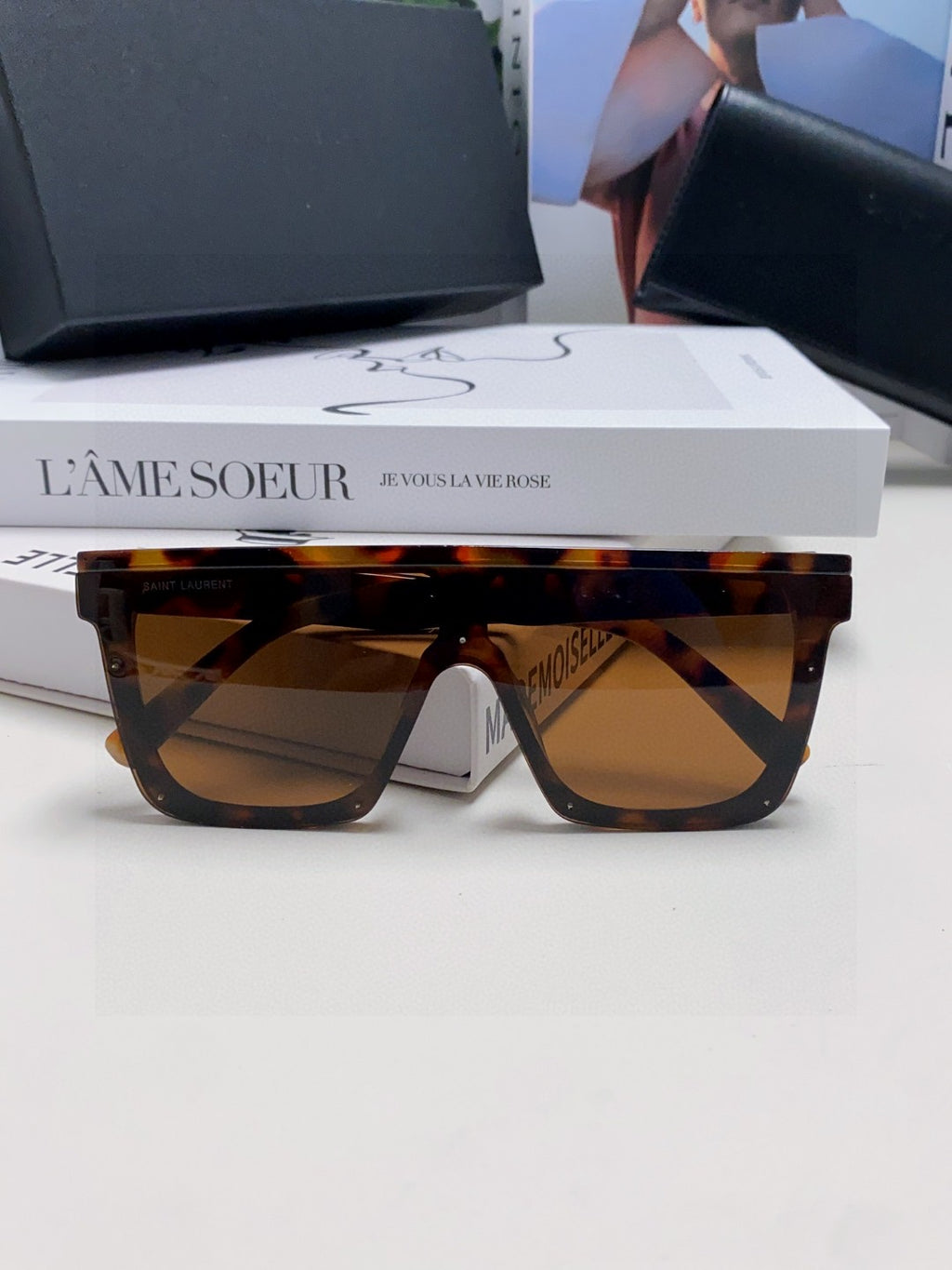 Saint Laurent Acetate Oversized Brown Lens Sunglasses for Men & Women - detail image 5