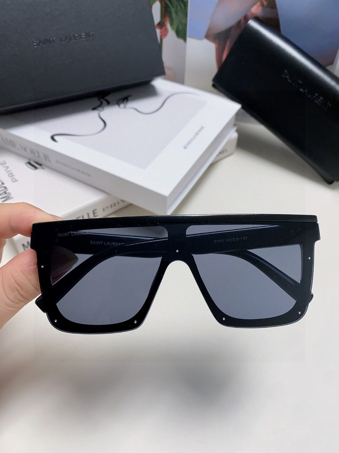 Saint Laurent Acetate Oversized Black Lens Sunglasses for Men & Women - detail image 5