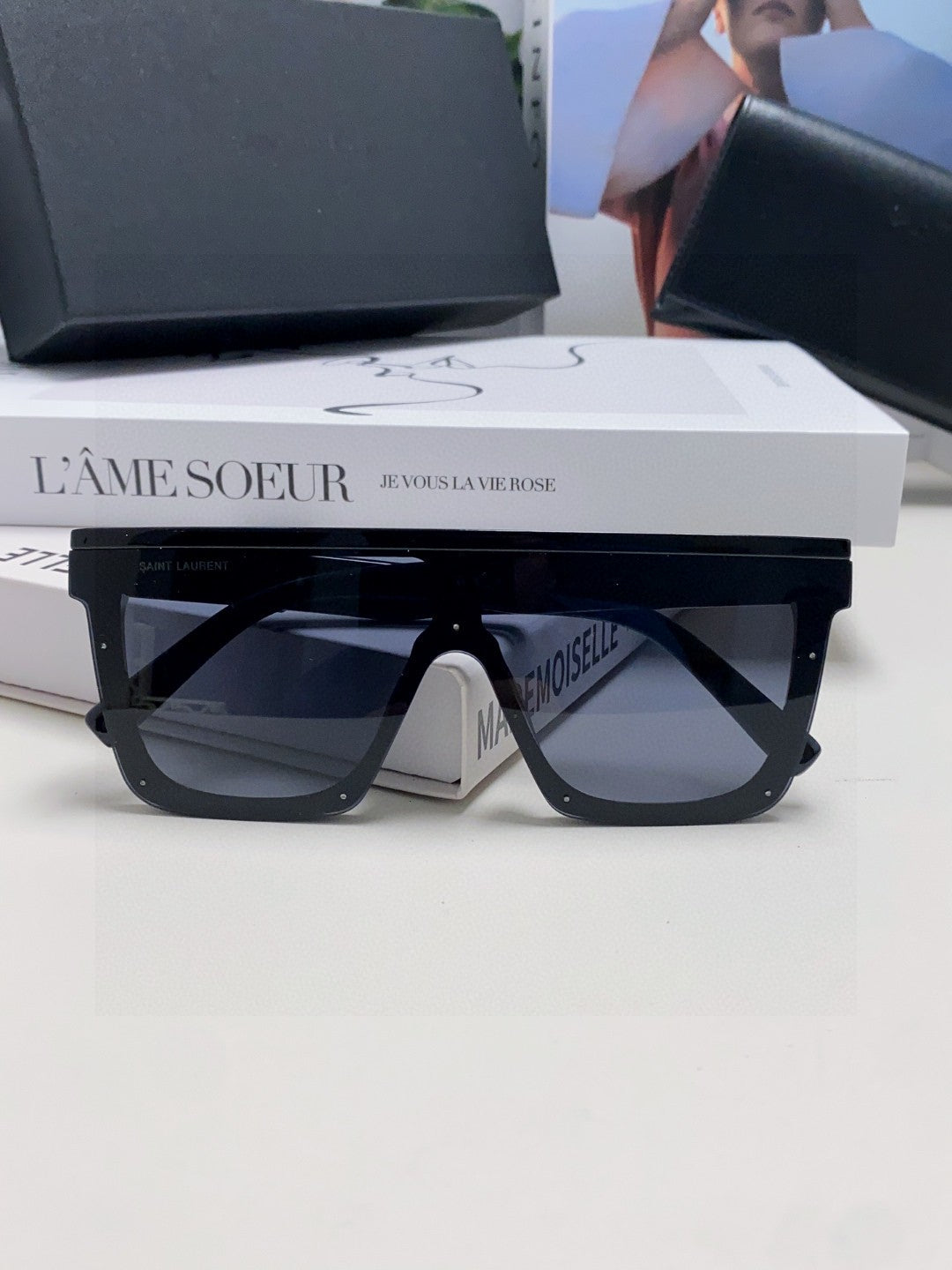 Saint Laurent Acetate Oversized Black Lens Sunglasses for Men & Women - detail image 8