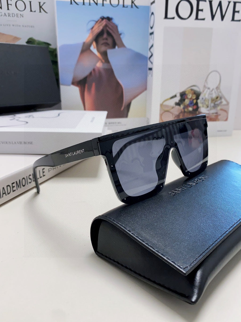 Saint Laurent Acetate Oversized Black Lens Sunglasses for Men & Women - detail image 9