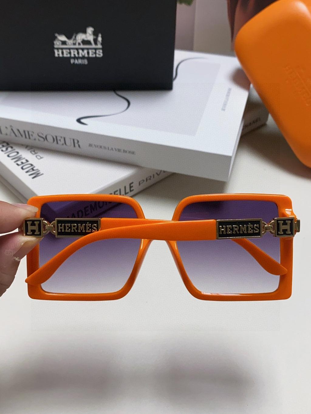 Hermès Square Red Lens Sunglasses for Women - 416515 - detail image 3