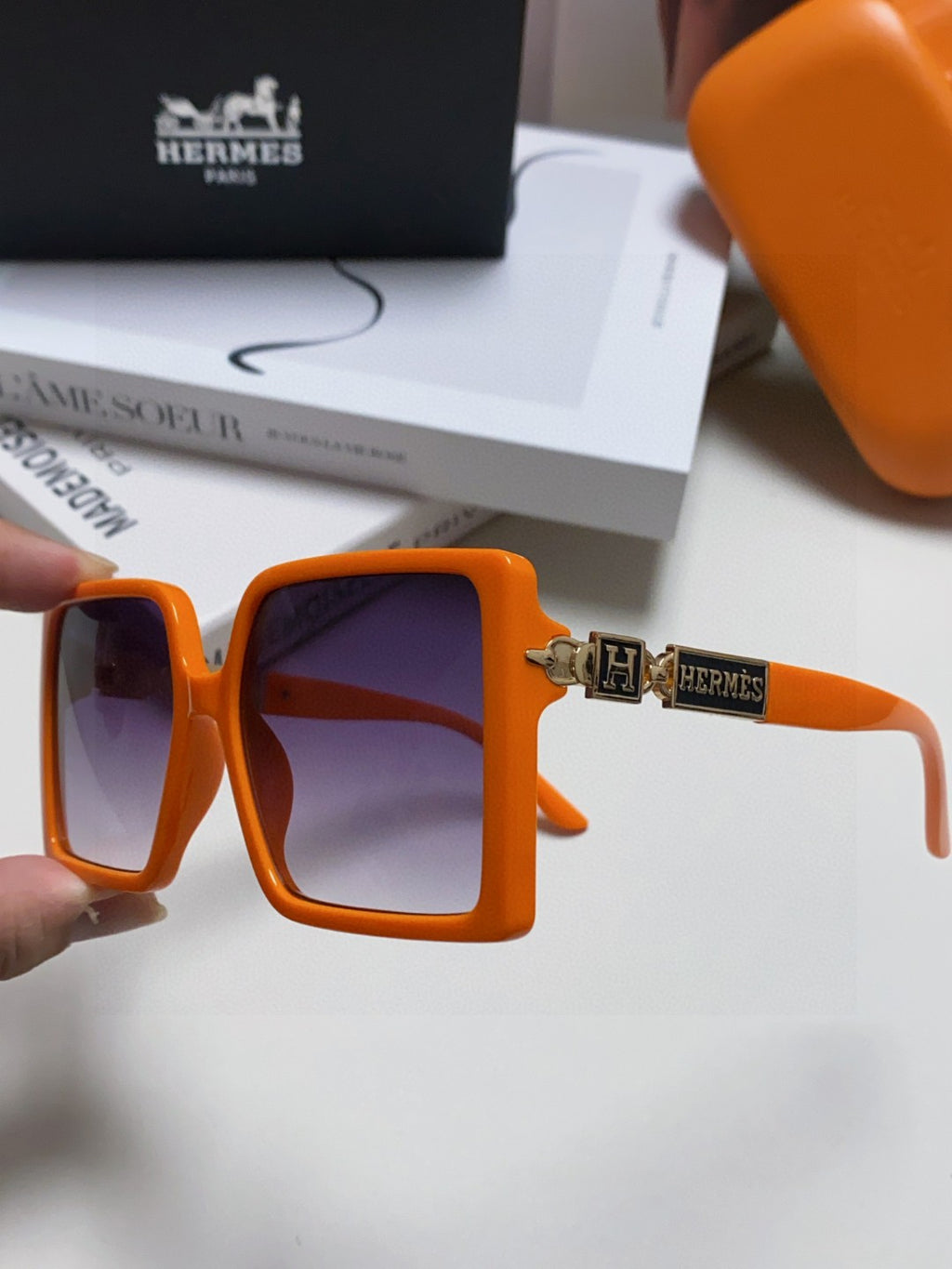 Hermès Square Red Lens Sunglasses for Women - 450015 - detail image 4