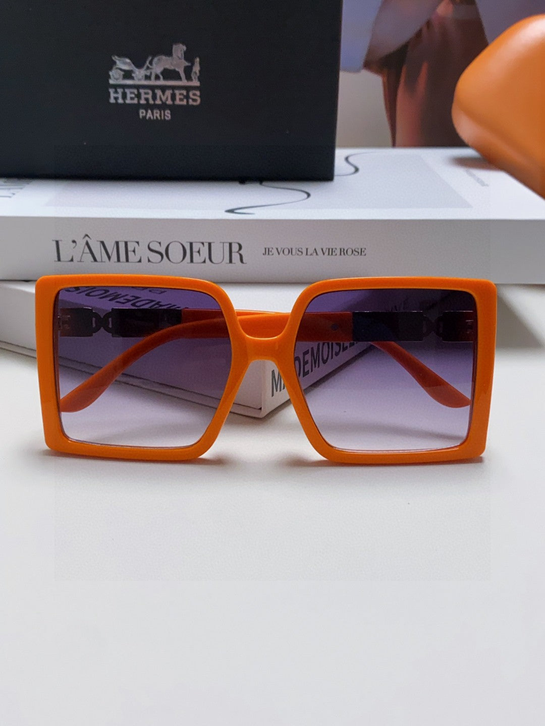 Hermès Square Red Lens Sunglasses for Women - 416515 - detail image 5