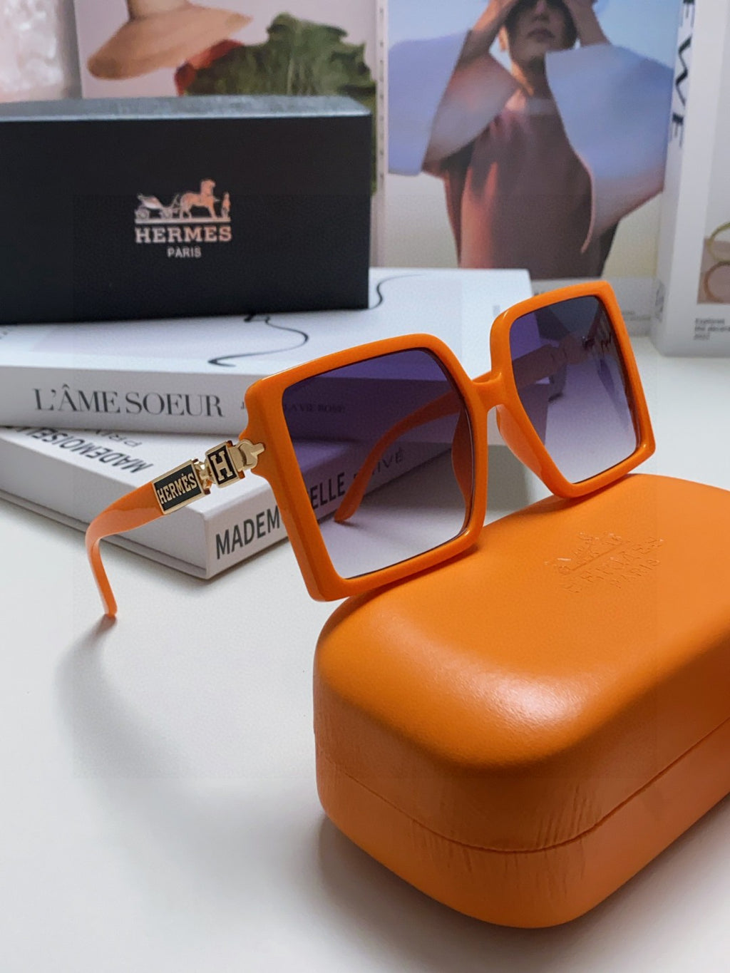 Hermès Square Red Lens Sunglasses for Women - 416515 - detail image 6