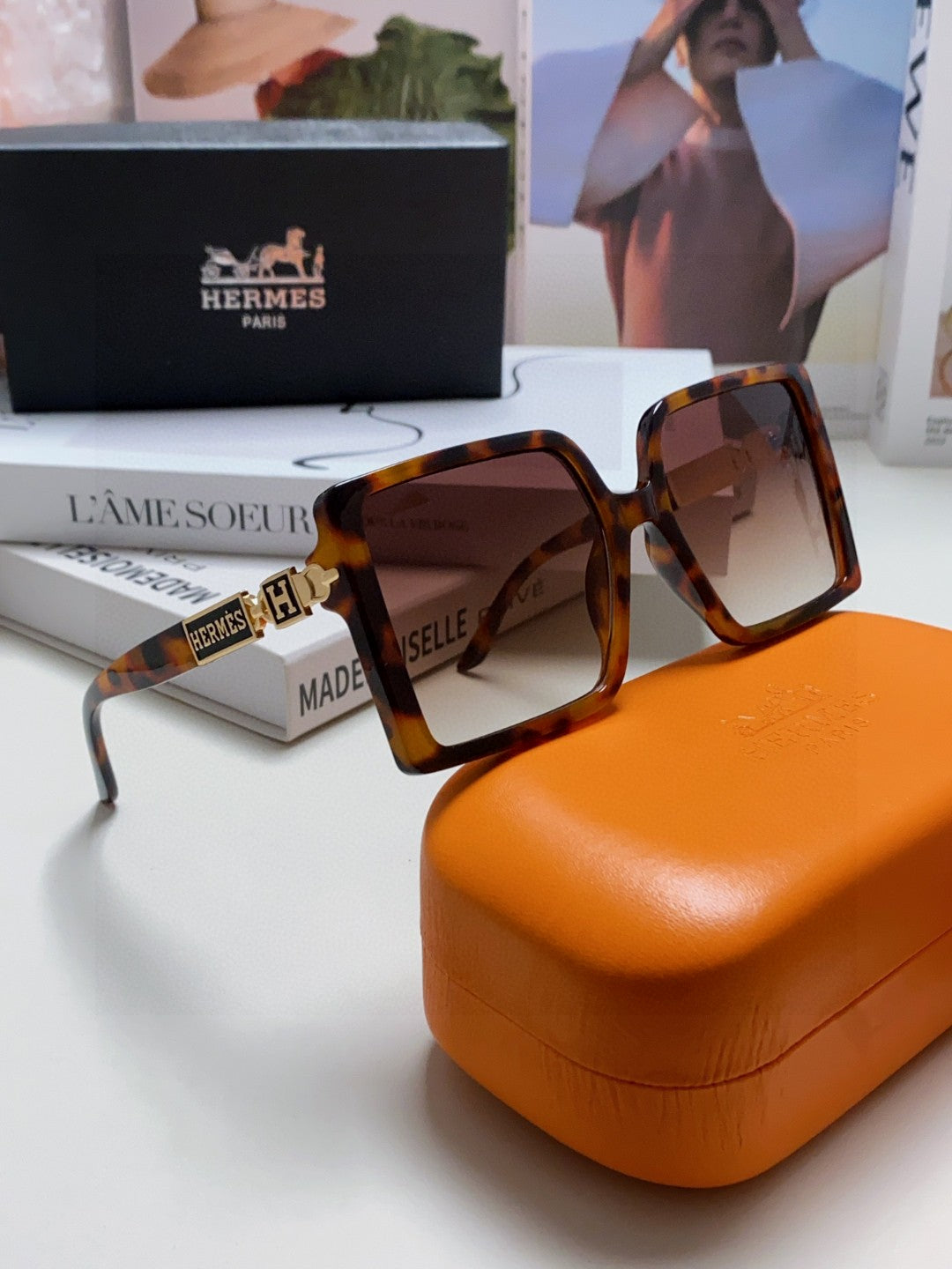 Hermès Square Red Lens Sunglasses for Women - 416516 - detail image 7