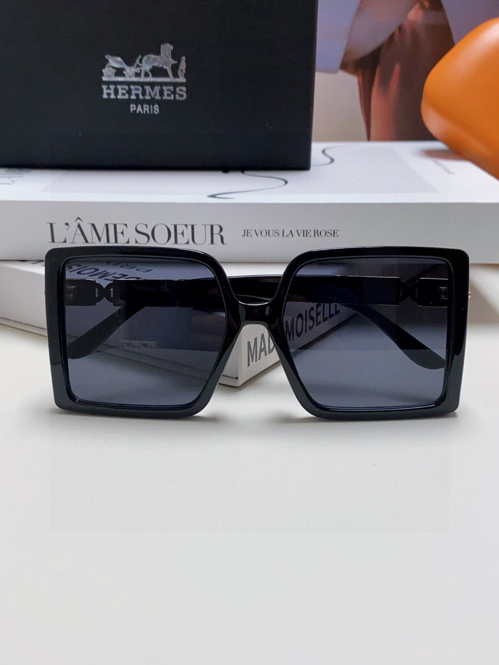 Hermès Square Black Lens Sunglasses for Women - 416517 - detail image 5