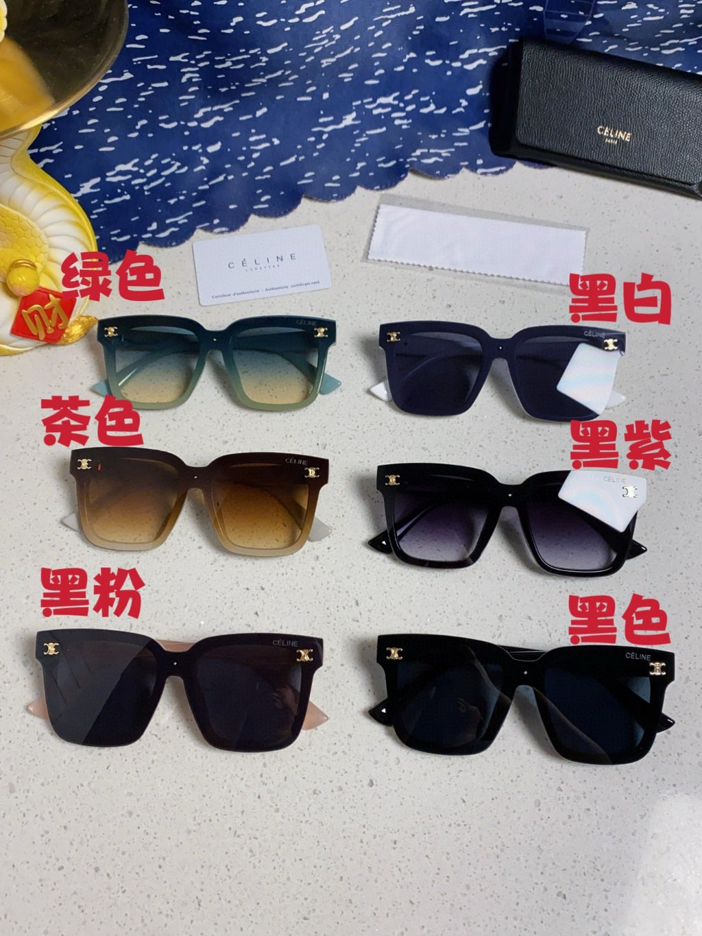 Celine Polarized Square Blue Lens Sunglasses for Men & Women - 449291 - detail image 11
