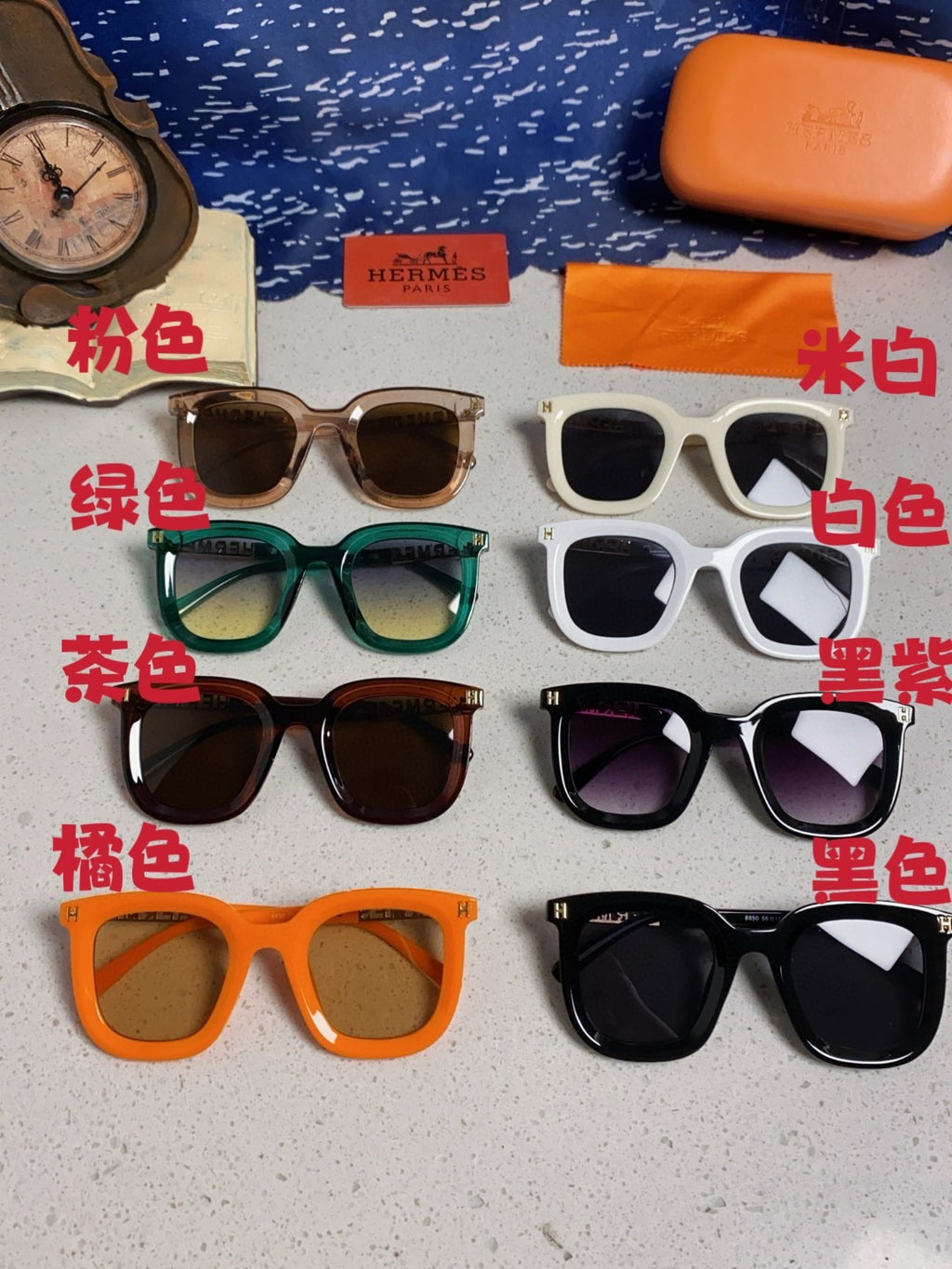 Hermès Metal Square Orange Lens Sunglasses for Men & Women - 158688 - detail image 11