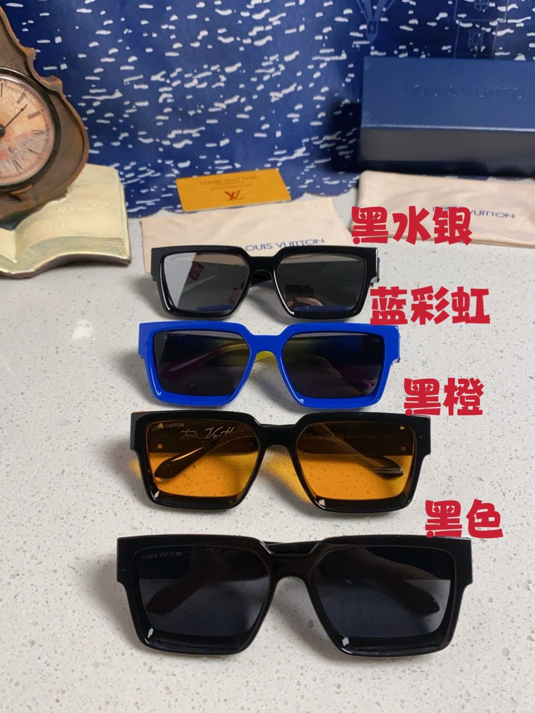 Louis Vuitton M96006 Square Blue Lens Sunglasses for Men & Women - detail image 13
