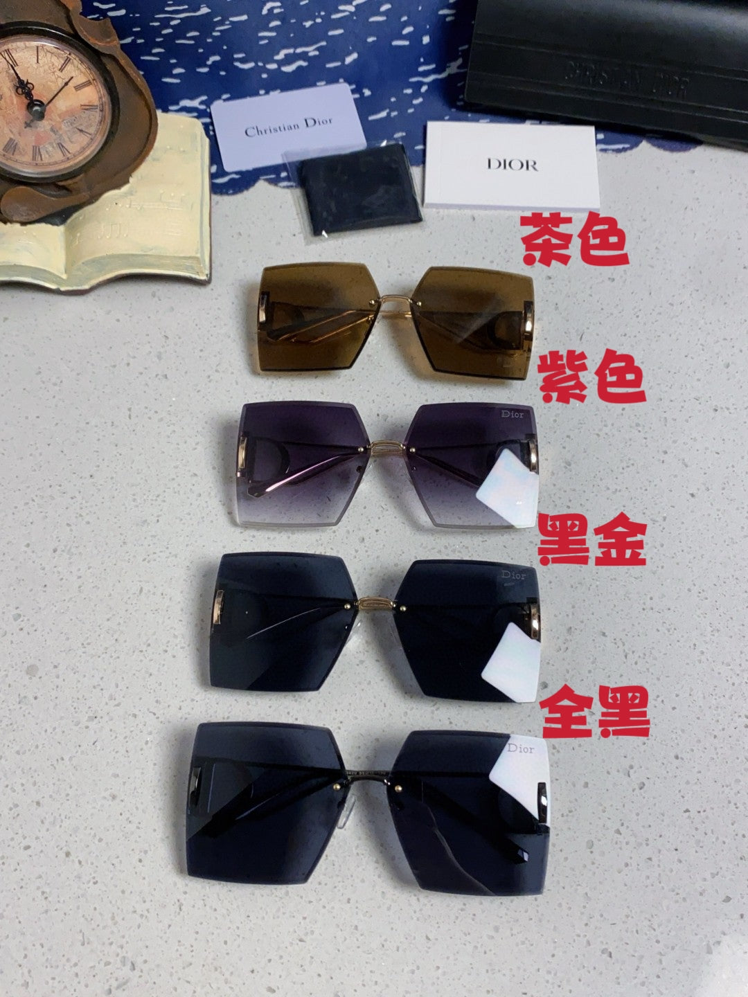 Dior 30MONTAIGNE Lightweight Rimless Blue Lens Sunglasses for Men & W - 415362 - detail image 12