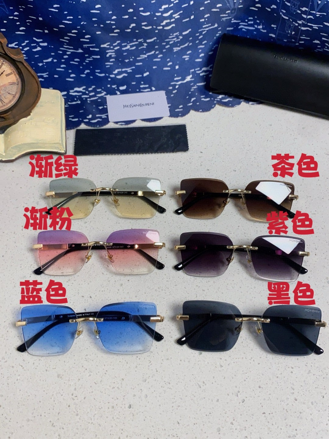 Saint Laurent Lightweight Rimless Black Lens Sunglasses for Men & Women - detail image 12