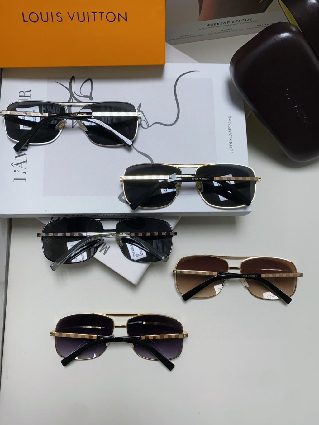 Louis Vuitton Metal Square Blue Lens Sunglasses for Men & Women - 464649 - detail image 5