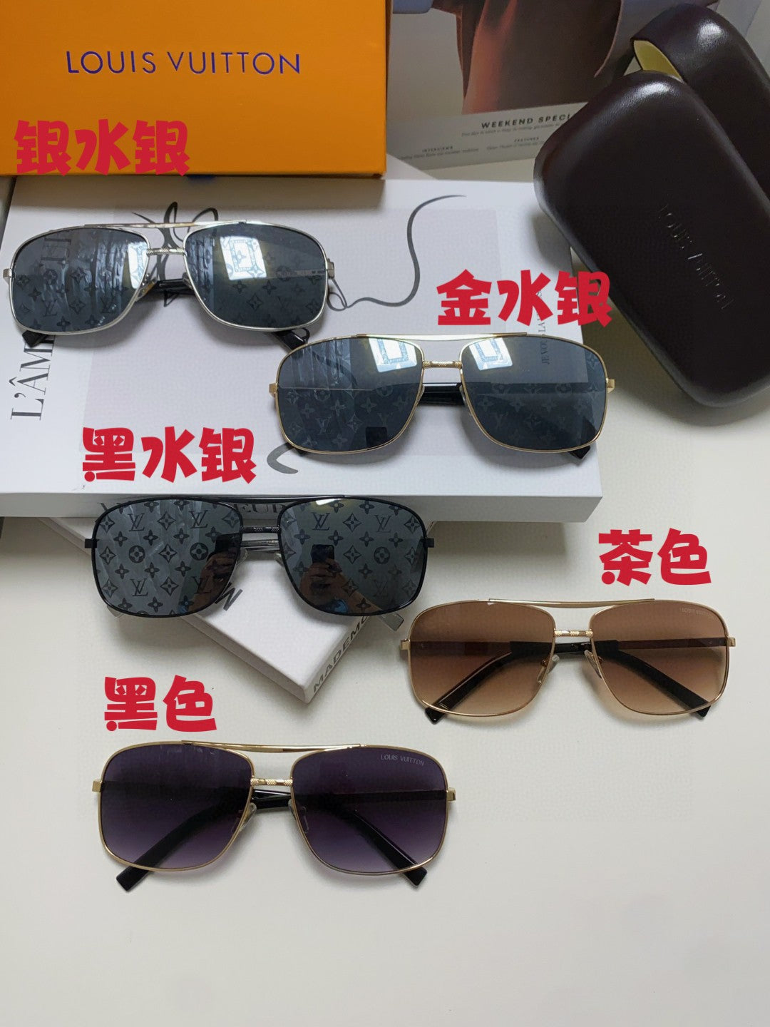 Louis Vuitton Metal Square Blue Lens Sunglasses for Men & Women - 464649 - detail image 6