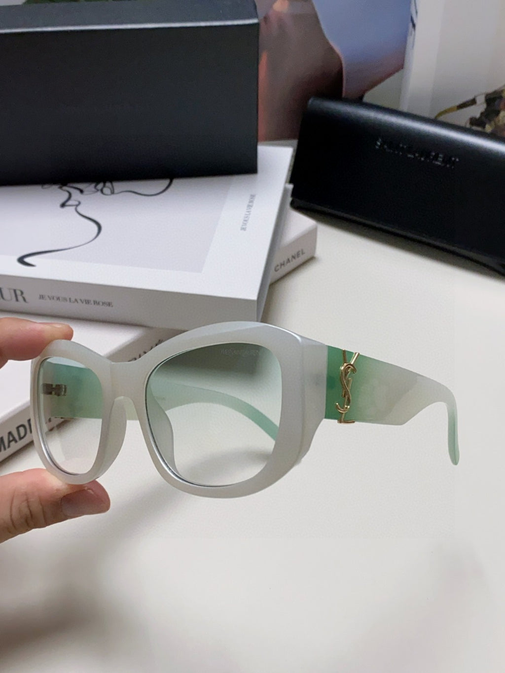 Saint Laurent Round Gray Lens Sunglasses for Women - detail image 5