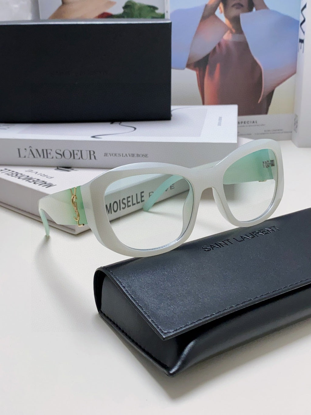 Saint Laurent Round Gray Lens Sunglasses for Women - detail image 7