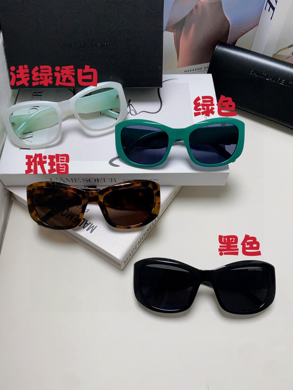 Saint Laurent Round Gray Lens Sunglasses for Women - detail image 9