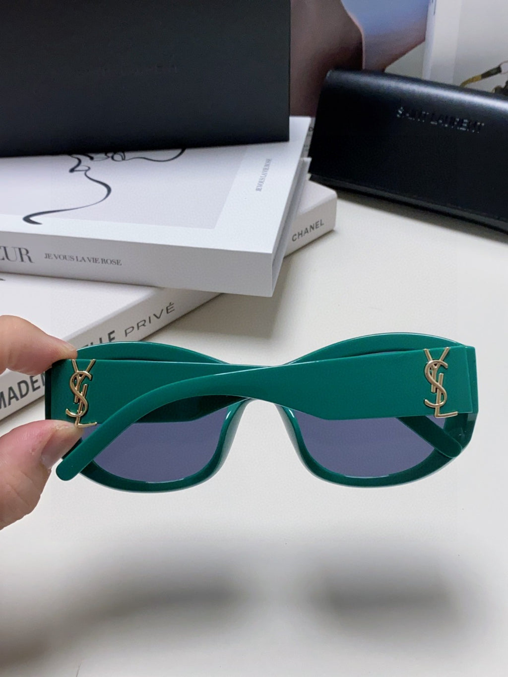 Saint Laurent Round Blue Lens Sunglasses for Women - detail image 4