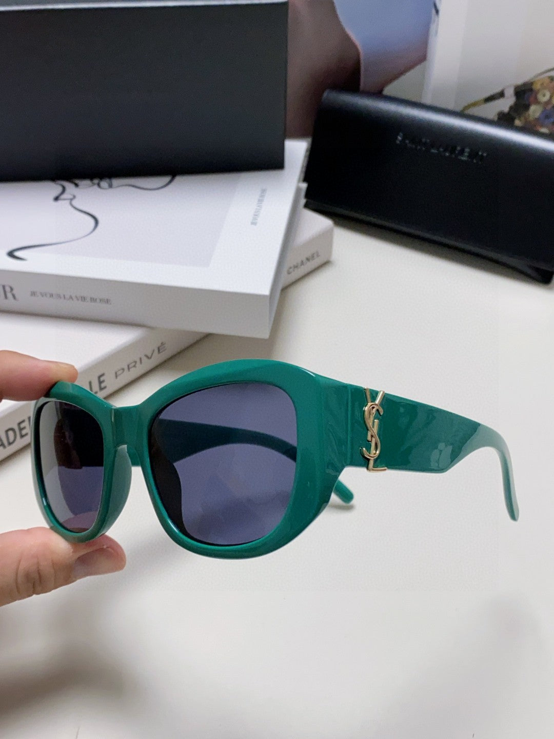 Saint Laurent Round Blue Lens Sunglasses for Women - detail image 5