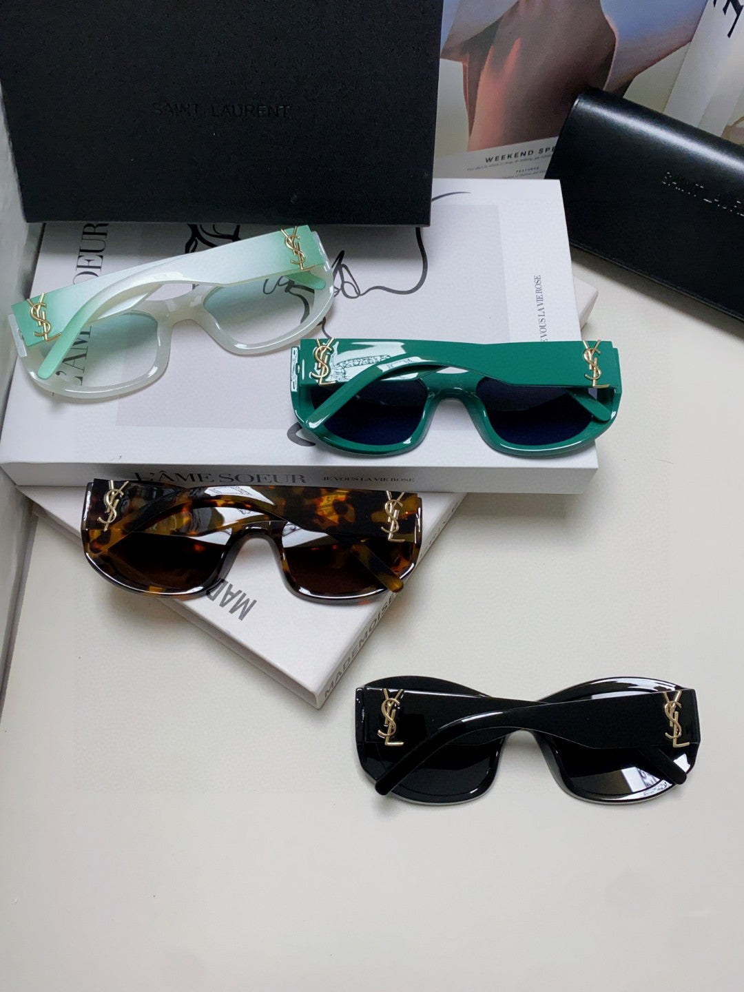 Saint Laurent Round Black Lens Sunglasses for Women - detail image 8