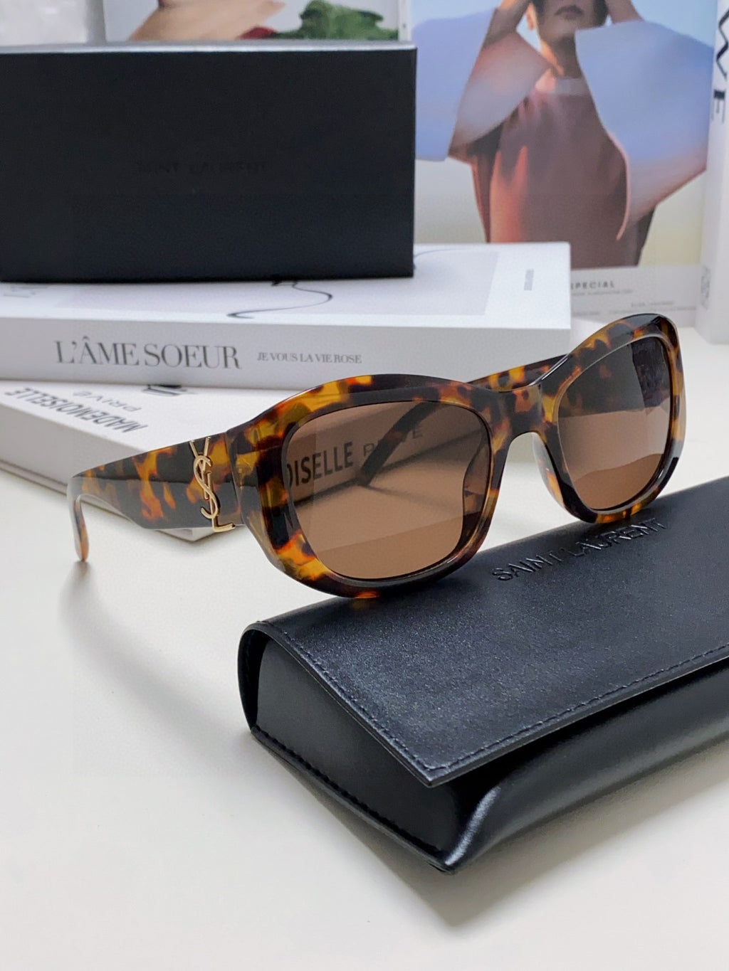 Saint Laurent Round Black Lens Sunglasses for Women - detail image 7