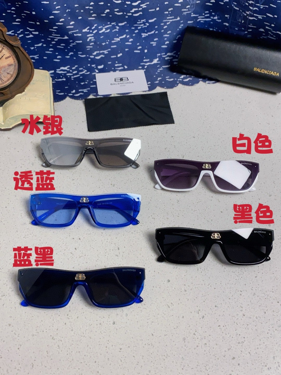 Balenciaga Browline Blue Lens Sunglasses for Men & Women - 358645 - detail image 12