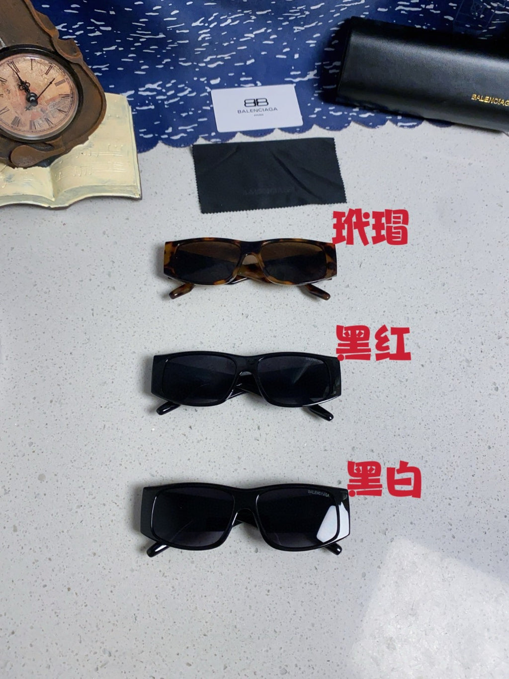 Balenciaga Square Blue Lens Sunglasses for Men & Women - 372346 - detail image 12
