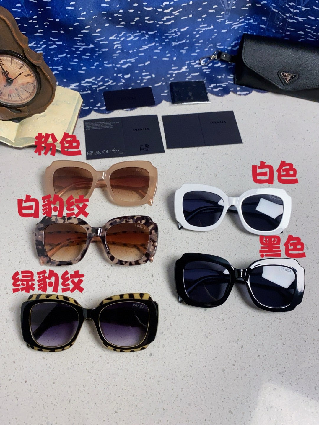 Prada 16YSF Acetate Fashion Blue Lens Sunglasses for Men & Women - 415785 - detail image 12