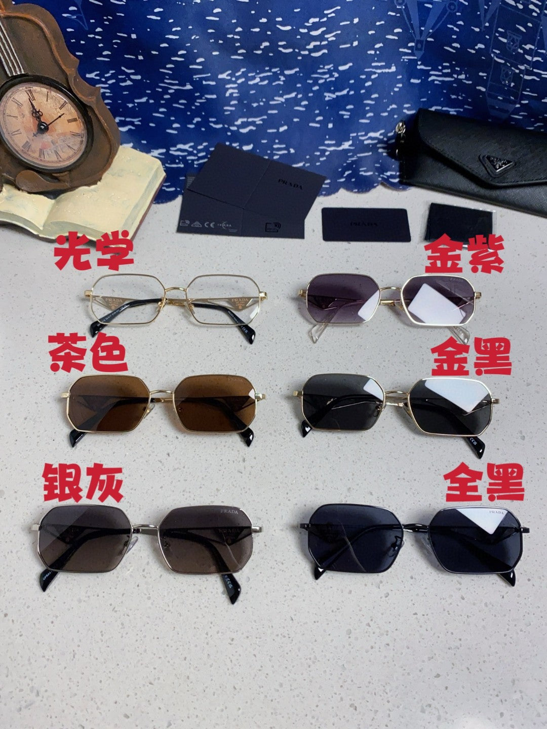 Prada A51S Fashion Blue Lens Sunglasses for Men & Women - detail image 12