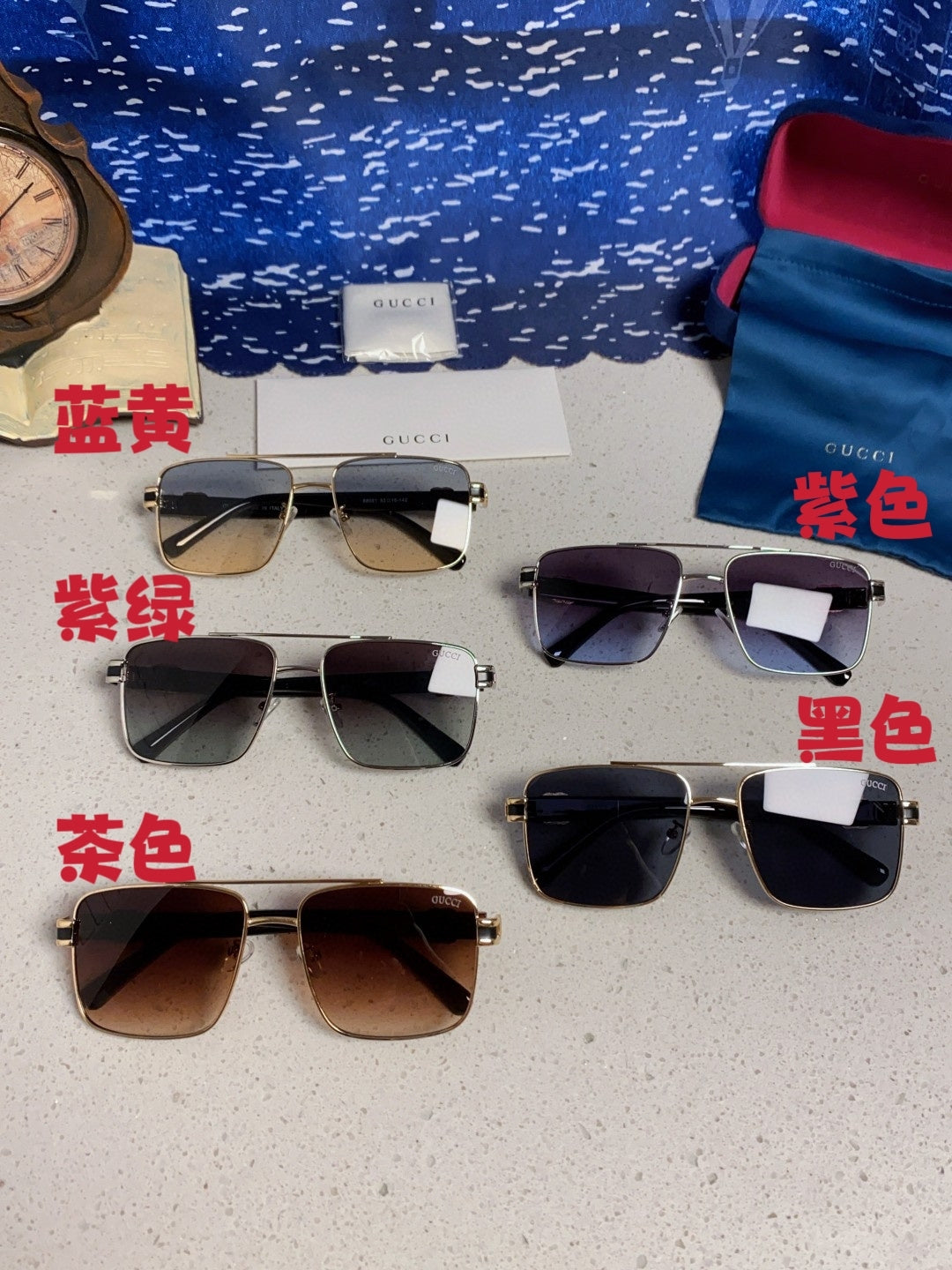 Gucci Metal Square Silver Lens Sunglasses for Men & Women - 158234 - detail image 12
