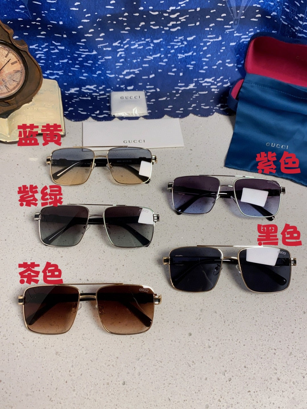 Gucci Metal Square Silver Lens Sunglasses for Men & Women - 158233 - detail image 12