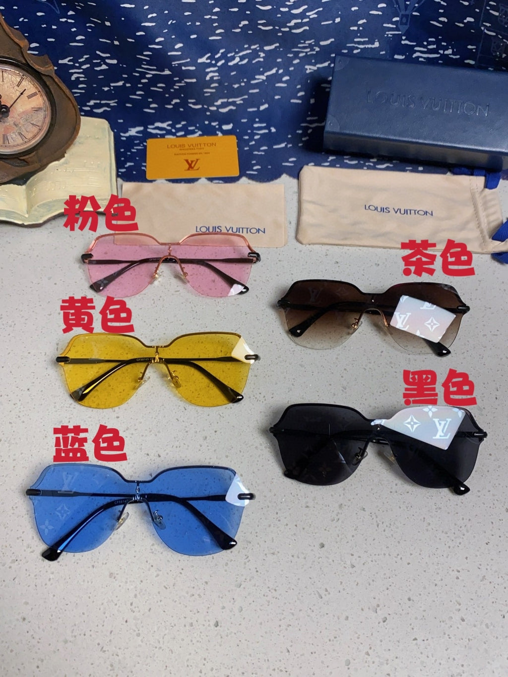 Louis Vuitton Lightweight Rimless Blue Lens Sunglasses for Women - detail image 10