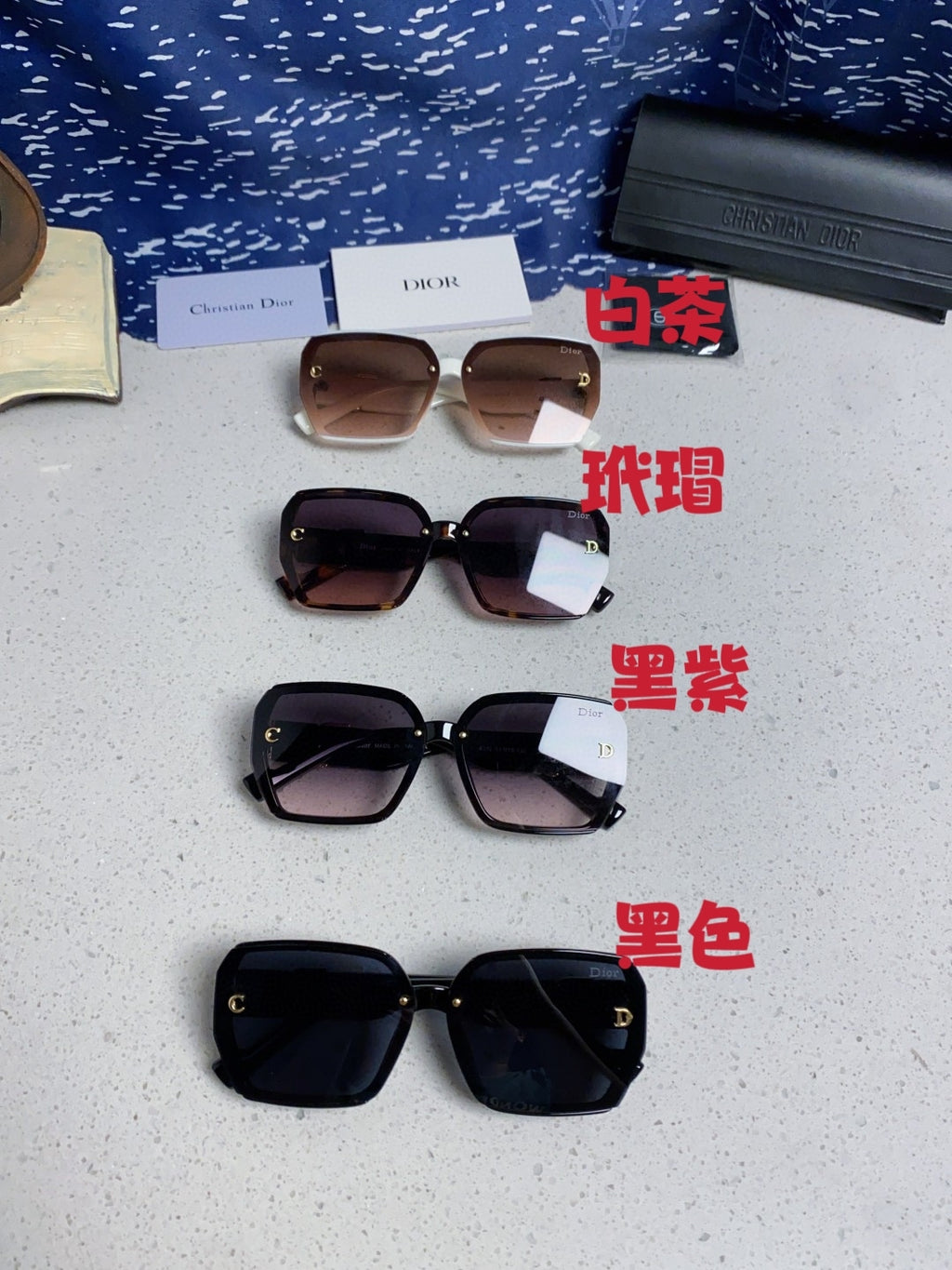 Dior Metal Square Purple Lens Sunglasses for Women - detail image 12
