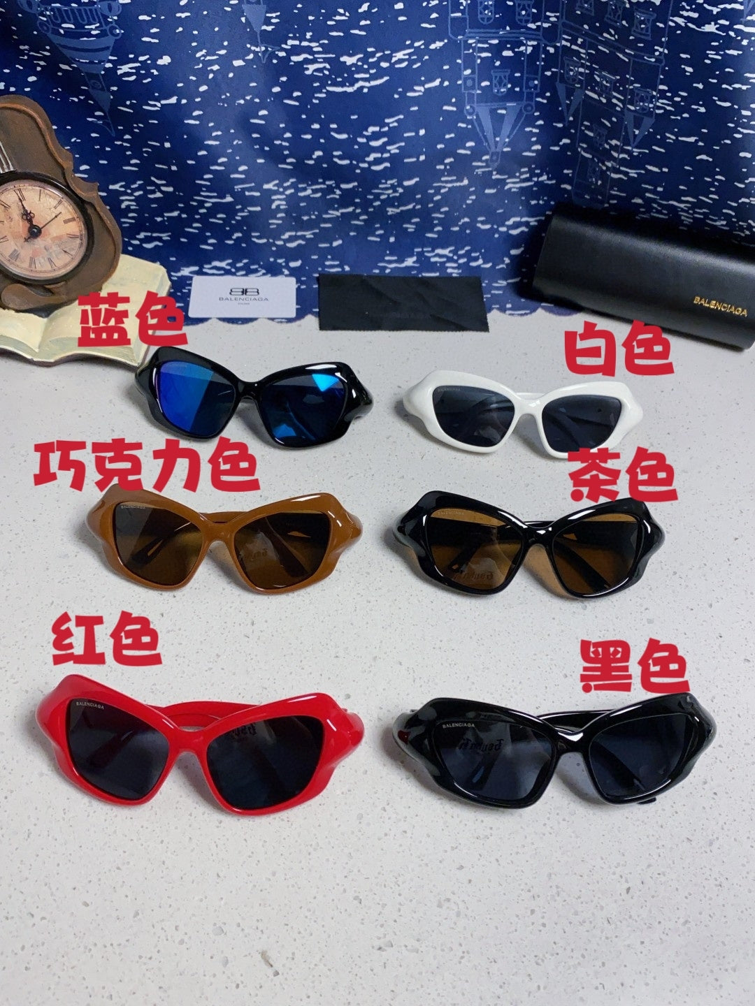 Balenciaga Oversized Blue Lens Sunglasses for Women - 358628 - detail image 12