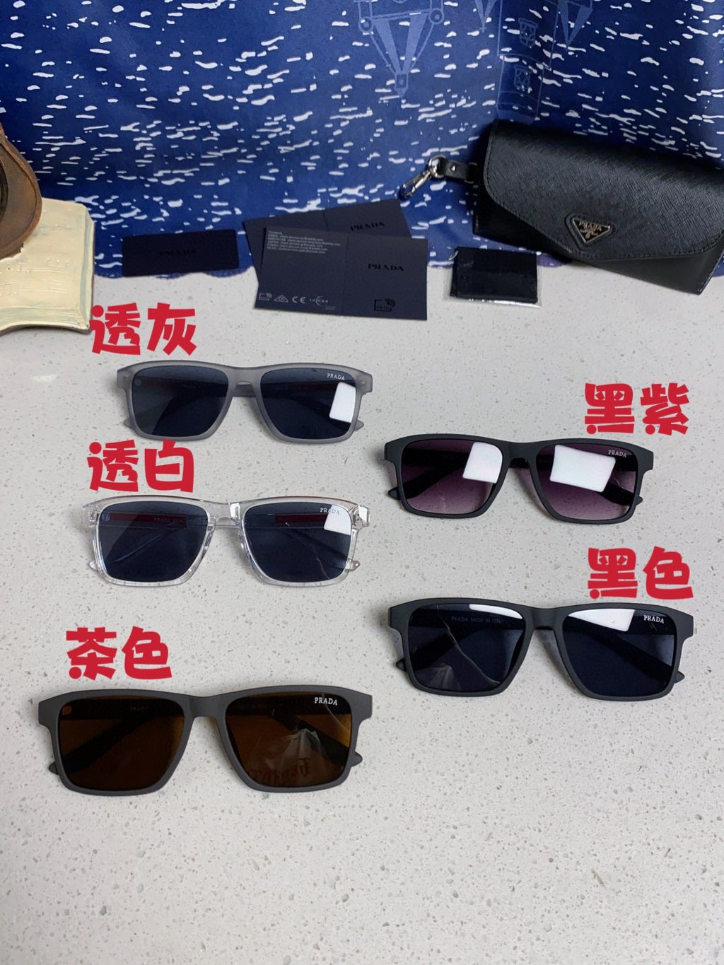 Prada Polarized Square Blue Lens Sunglasses for Men & Women - 398885 - detail image 12