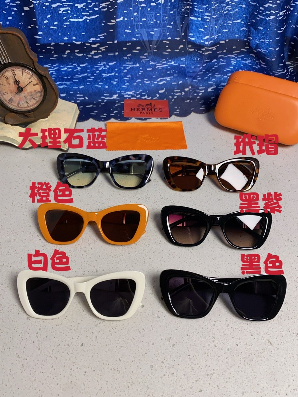 Hermès Cat-Eye Silver Lens Sunglasses for Men & Women - detail image 12