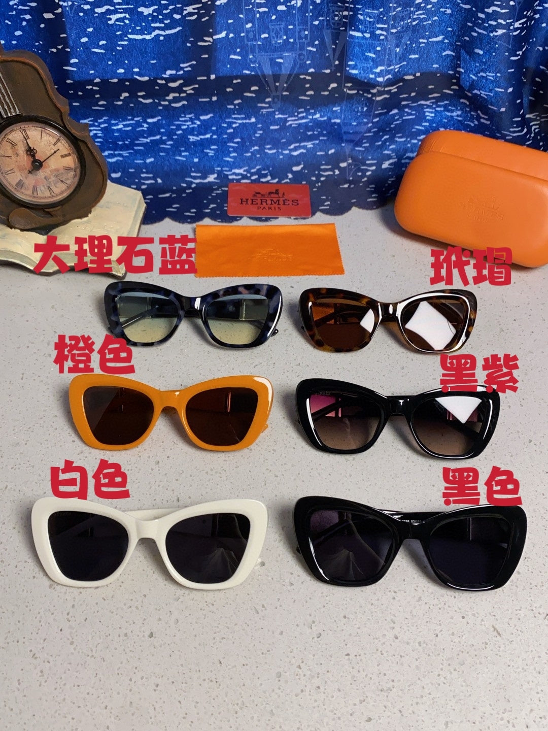 Hermès Cat-Eye Silver Lens Sunglasses for Men & Women - detail image 12