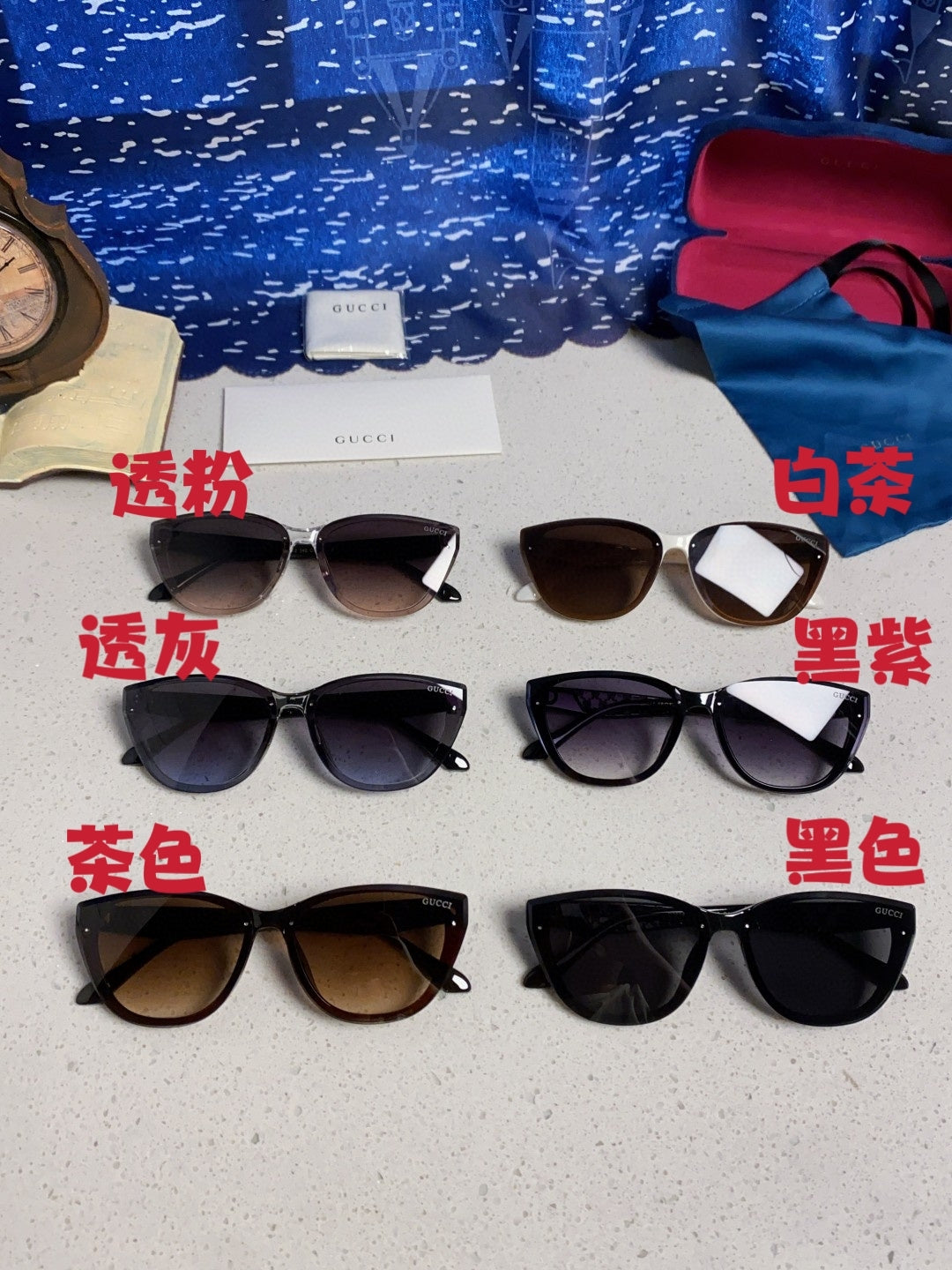 Gucci Cat-Eye Black Lens Sunglasses for Men & Women - detail image 12