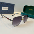 Gucci Metal Aviator Black Lens Sunglasses for Men & Women - 448854