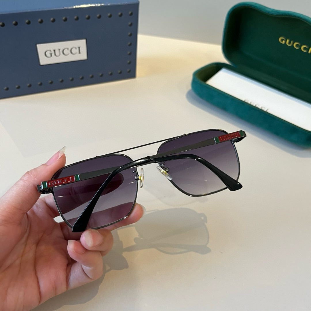 Gucci Metal Aviator Black Lens Sunglasses for Men & Women - 448854 - detail image 7