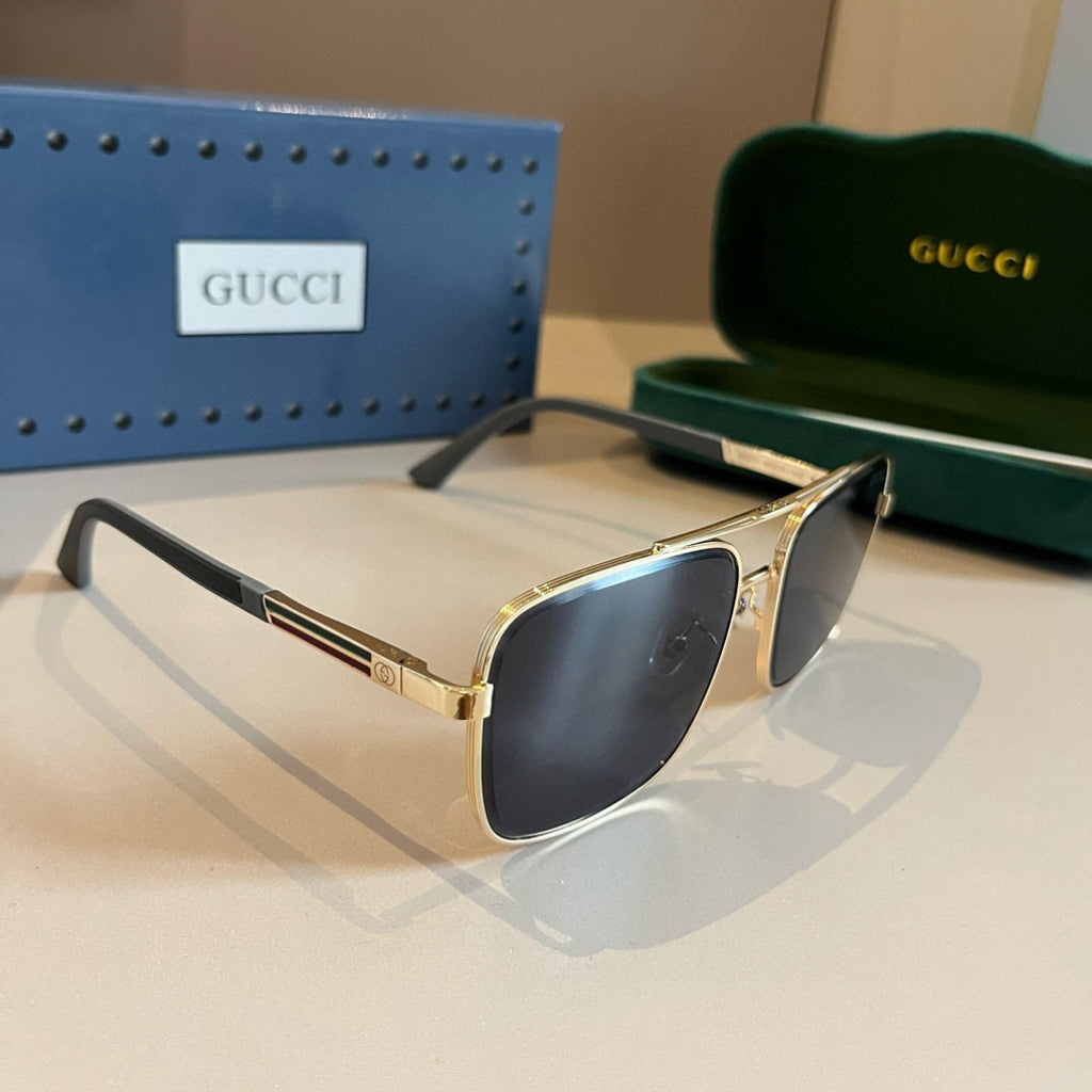 Gucci Metal Aviator Gold Lens Sunglasses for Men & Women - 431321