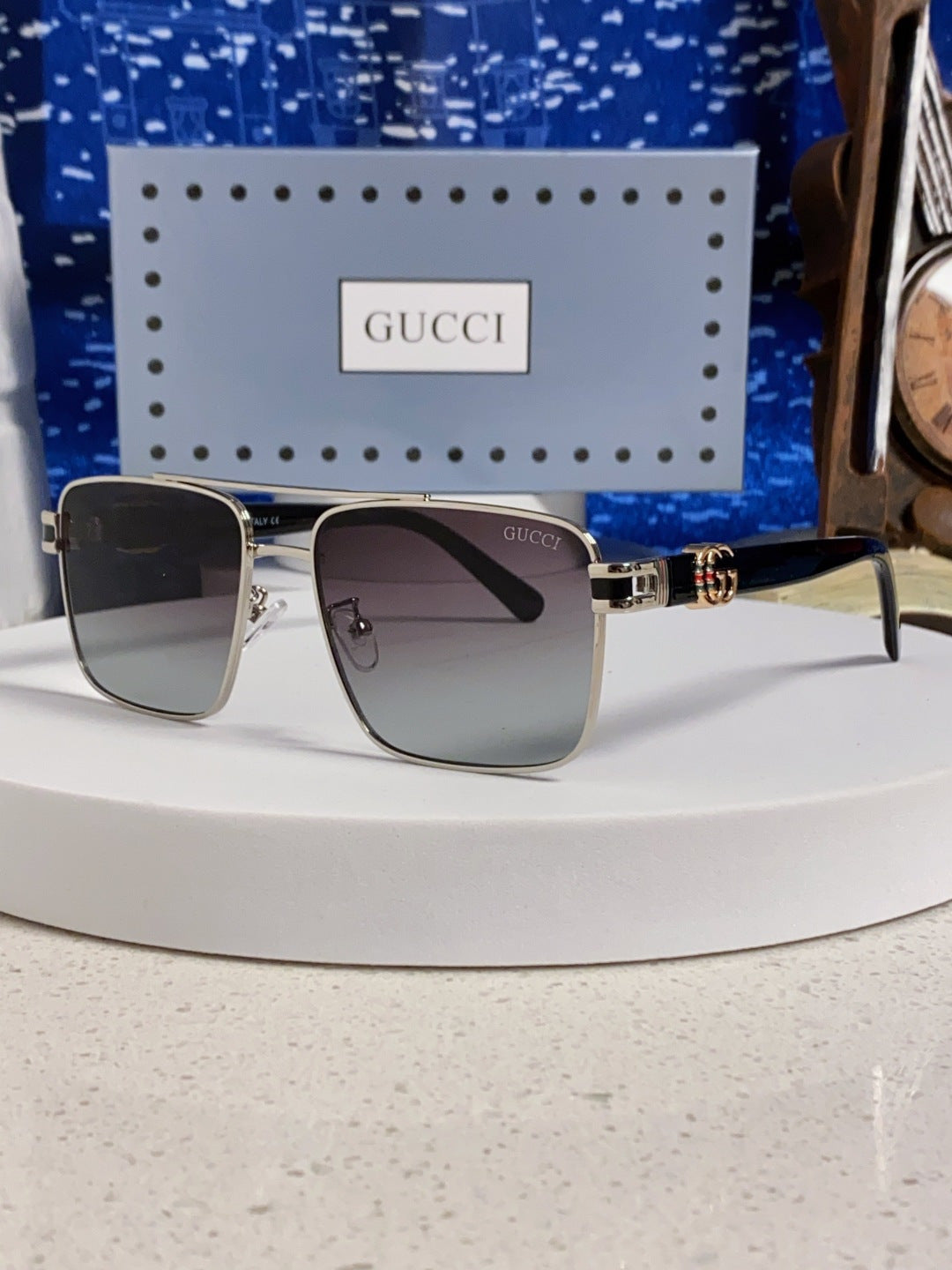 Gucci Metal Square Silver Lens Sunglasses for Men & Women - 158234