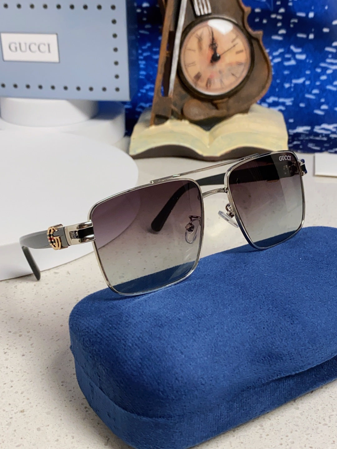 Gucci Metal Square Silver Lens Sunglasses for Men & Women - 158234 - detail image 10
