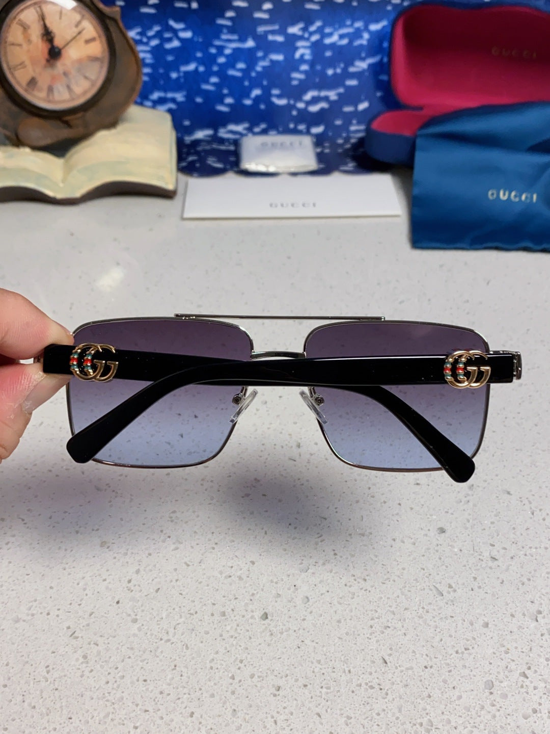 Gucci Metal Square Silver Lens Sunglasses for Men & Women - 158236 - detail image 5