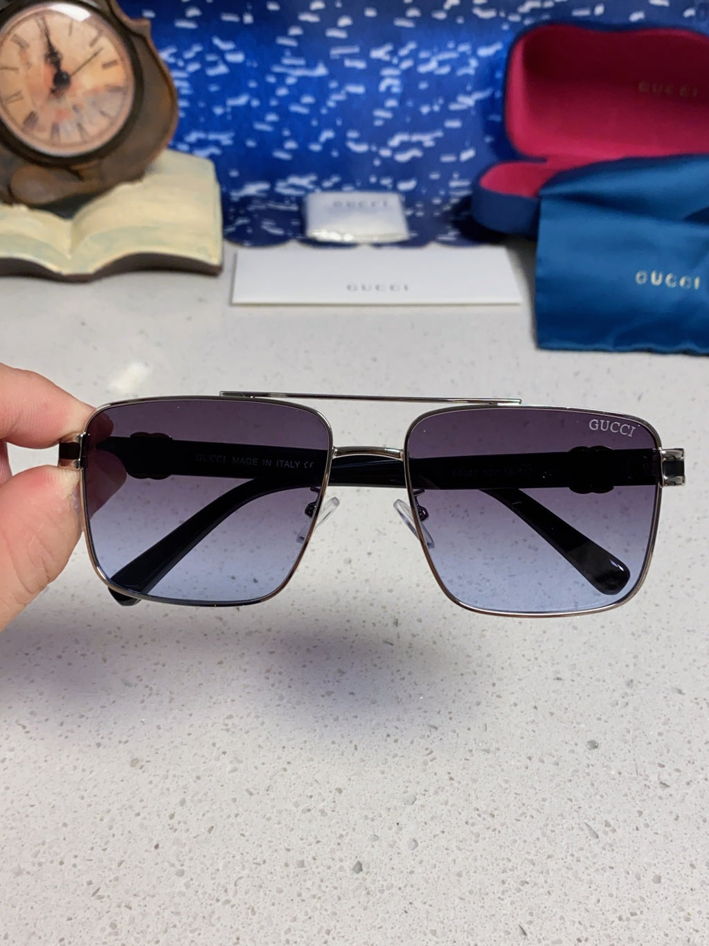 Gucci Metal Square Silver Lens Sunglasses for Men & Women - 158236 - detail image 4
