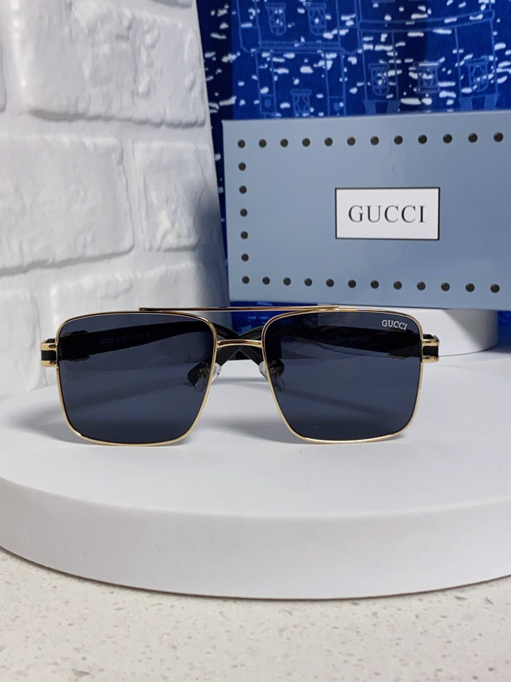 Gucci Metal Square Blue Lens Sunglasses for Men & Women - 158237 - detail image 2