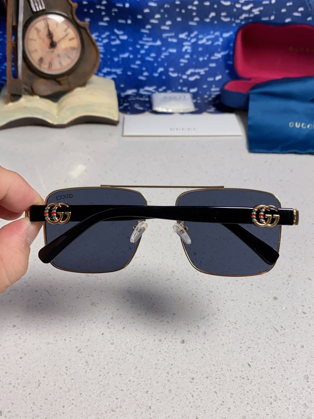 Gucci Metal Square Blue Lens Sunglasses for Men & Women - 158237 - detail image 5