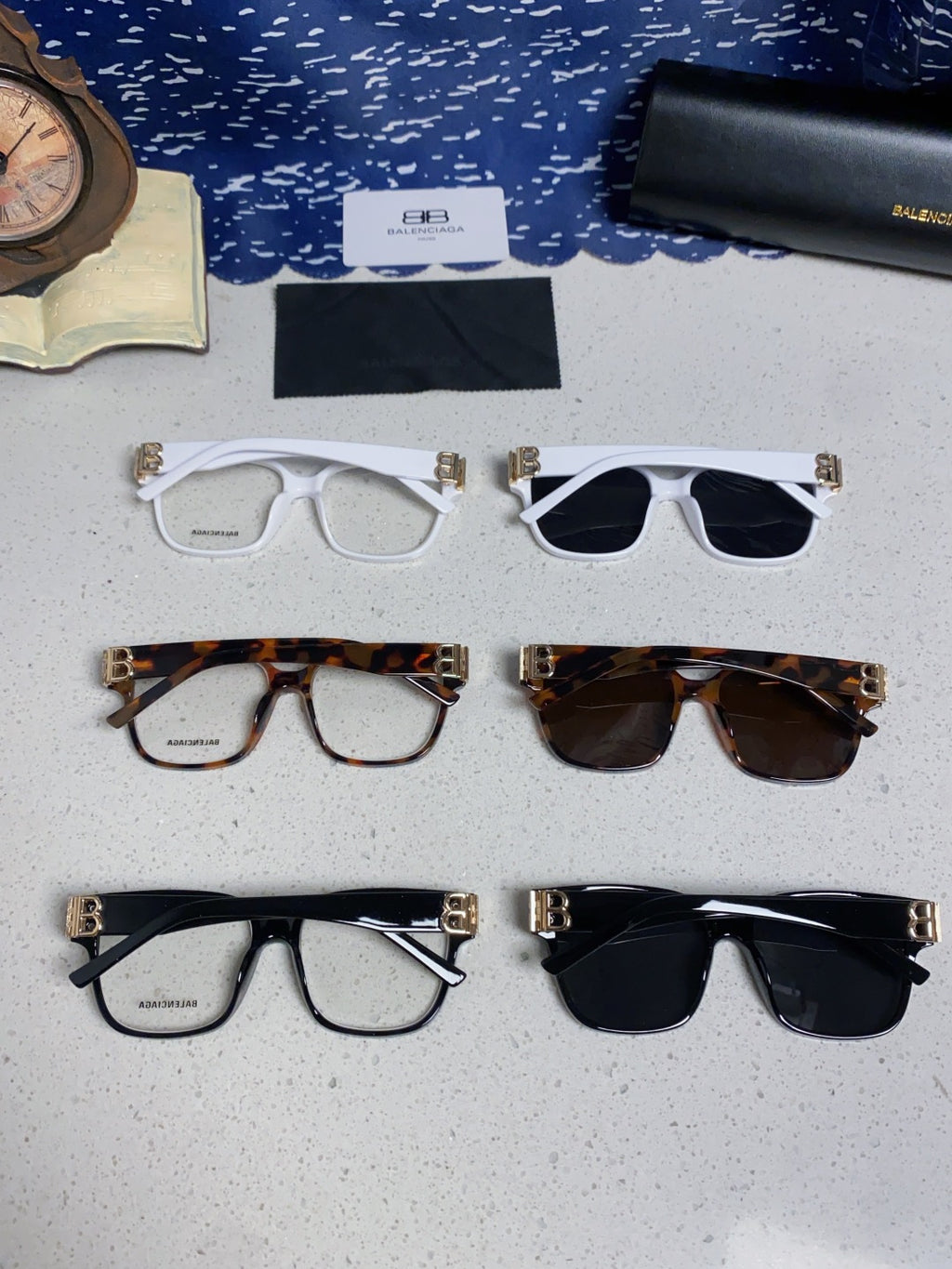 Balenciaga Folding Square Gold Lens Sunglasses for Men & Women - 449647 - detail image 12